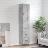 VidaXL Dulap &icirc;nalt, gri beton, 34,5x34x180 cm, lemn prelucrat