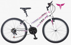 Bicicleta MTB copii TEC Eros, culoare alb/roz/mov, roata 24&amp;quot;, cadru din otelPB Cod:222425000111 foto