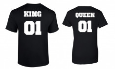 Tricou de cuplu negru King/Queen 01 COD P013 foto