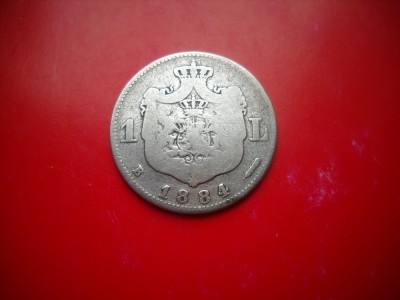 HOPCT ROMANIA 1 LEU 1884 -CAROL I - ARGINT- foto