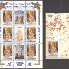 SAO TOME E. PRINCIPE 1983 PICTURA CRACIUN SALVADOR DALI (bloc+colita dt.) MNH