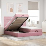 vidaXL Cadru de pat otoman cu saltele Roz 160x200cm catifea 3313771