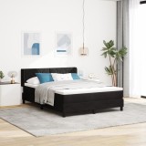 vidaXL Pat box spring cu saltea, negru, 140x190 cm, catifea