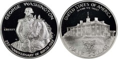 SUA 1/2 Dollar 1982D &amp;#039;Washington&amp;#039; Proof Ag KM208 + capsula, Comemorativa foto
