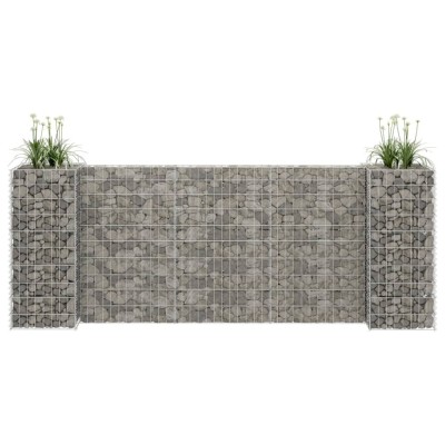 Jardiniera gabion &amp;icirc;n forma de H, 260 x 40 x 100 cm, sarma otel GartenMobel Dekor foto