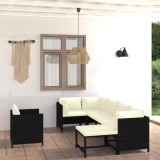 VidaXL Set mobilier de grădină cu perne, 7 piese, negru, poliratan 3059788