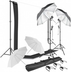 Kit studio 4 umbrele difuzie + suport fundal + 2 panze Andoer foto