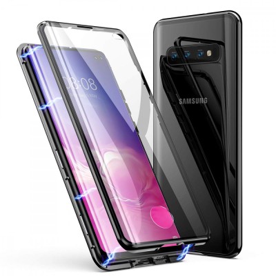 Husa Magnetic Glass 360&amp;deg; (sticla fata + spate) pentru Samsung Galaxy S10+, Negru foto