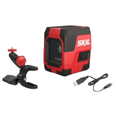 SKIL 1910 AA Nivela laser cu linie in cruce, lumina rosie, raza actiune 15m, prindere trepied 1/4, Accu Li-Ion, include incarcator micro USB si clema foto