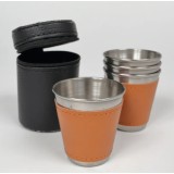 Set 4 pahare Inox cu Husa din Piele