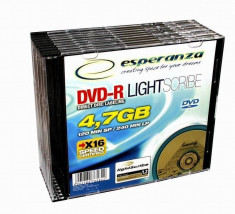 Mediu optic Esperanza DVD-R 4.7GB 16x 10 bucati printabil carcasa foto