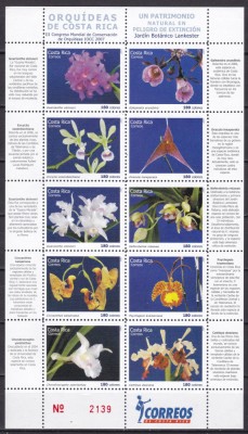 Costa Rica 2007 flori orhidee MI 1650-1569 kleib. MNH foto