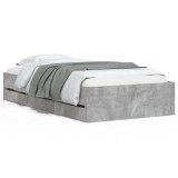 Cumpara ieftin Cadru de pat cu sertare, gri beton, 75x190 cm, lemn prelucrat