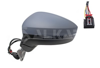 Oglinda usa exterioara VW Tiguan, 05.2016-, partea Stanga, reglare electrica; grunduit; incalzit; sticla asferica; 6 pini; cu lampa indicatoare LED, foto