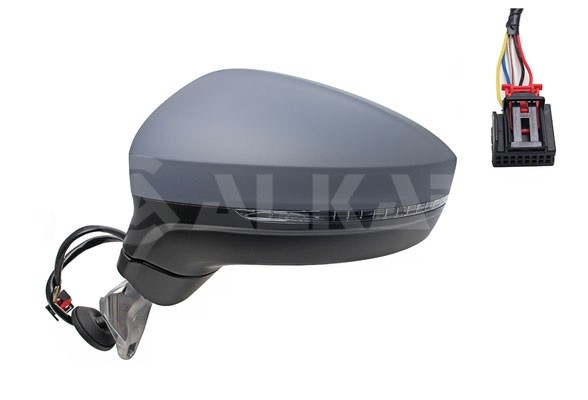 Oglinda usa exterioara VW Tiguan, 05.2016-, partea Stanga, reglare electrica; grunduit; incalzit; sticla asferica; 6 pini; cu lampa indicatoare LED,