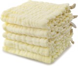 Set de 5 prosoape de fata pentru bebelusi Minimoto, bumbac, galben, 280 x 280 mm