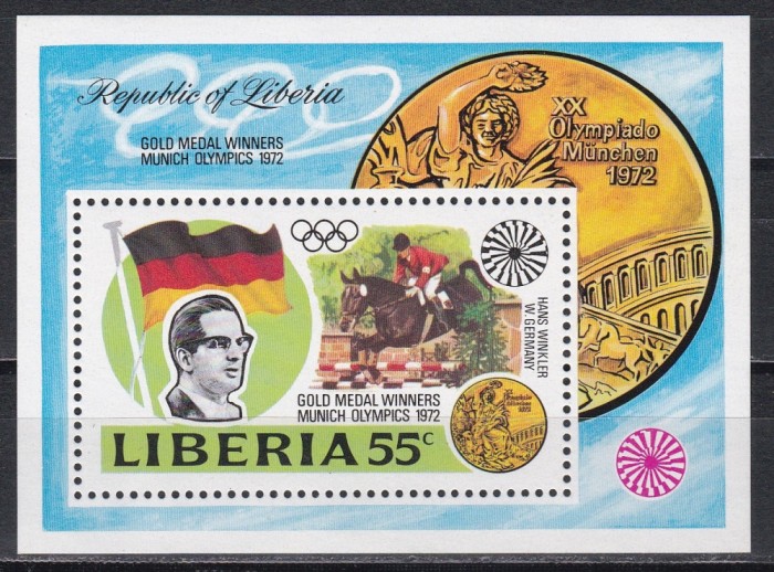 Liberia 1973 - C&acirc;știgătorii medaliei de aur ai J. O. - M&uuml;nchen, Colita, MNH
