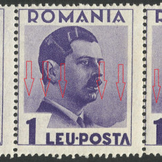 EROARE ROMANIA CAROL II POSTA TRIPTC 1 LEU MNH - 1934 / 1935