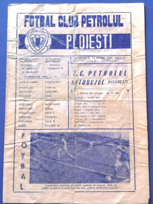 Program meci fotbal PETROLUL Ploiesti - AUTOBUZUL Bucuresti (13.06.1982) foto