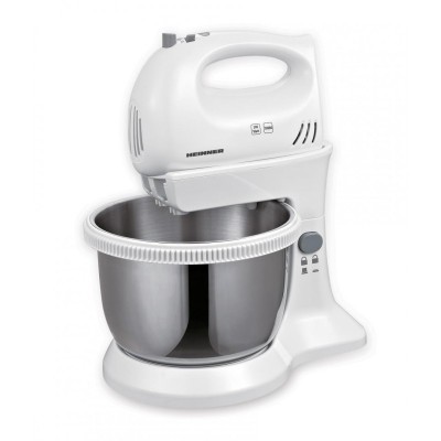 Mixer cu bol Heinner, 300 W, 3.4 l, 5 viteze, functie Turbo, bol inox, Alb foto