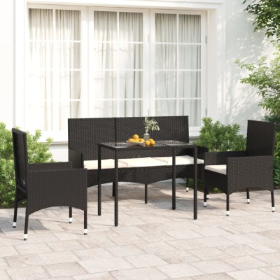 Gossi set mobilier relaxare gradina 4 piese cu perne poliratan negru foto