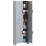 HOMCOM Dulap de bucătărie &icirc;nălțime 170 cm bufet &icirc;nalt cu 4 uși și rafturi reglabile, design modern, gri | Aosom Romania
