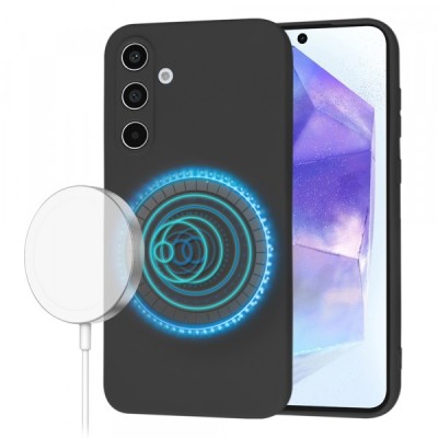 Husa MagSafe pentru Samsung Galaxy A55 5G A556, Techsuit, SoftFlex, Neagra foto