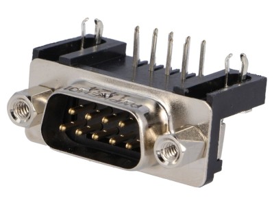 Conector D-Sub 9-Pin Tată 90&amp;deg; THT foto
