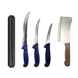 Cumpara ieftin Set 3 cutite profesionale de macelarie, injunghiat, transat, dezosat, filetat, satar, suport magnetic