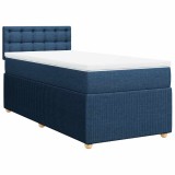 Cumpara ieftin Pat box spring cu saltea, albastru, 90x190 cm, textil