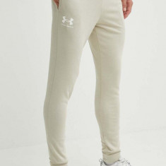 Under Armour pantaloni de trening culoarea bej, cu imprimeu