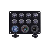 Panou intrerupatoare cu Priza, Voltmetru, 8 Intrerupatoare si USB 12V 20A