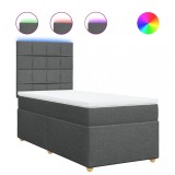 Cumpara ieftin Pat box spring cu saltea, gri inchis, 80x200 cm, textil