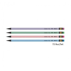 Set 72 Creioane Grafit DACO Perla, Mina HB, Corp Rotund de Lemn Negru cu Radiera, Set Creioane Grafit din Lemn Negru, Creion de Lemn Negru HB, Set Cre foto