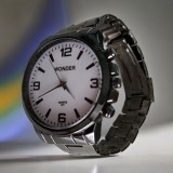 Ceas casual elegant barbatesc, bratara gri metalica, mecanism quartz, display analog