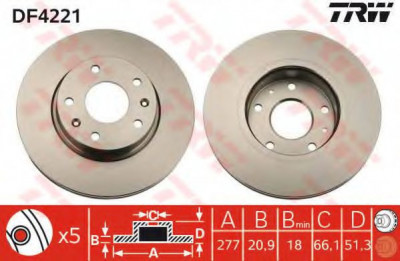 Disc frana LAND ROVER FREELANDER Soft Top (LN) (1998 - 2006) TRW DF4221 foto