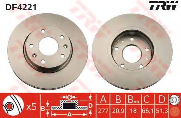 Disc frana LAND ROVER FREELANDER (LN) (1998 - 2006) TRW DF4221