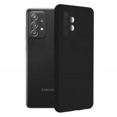 Husa Samsung Galaxy A72 4G 5G Silicon Negru Slim Mat cu Microfibra SoftEdge foto
