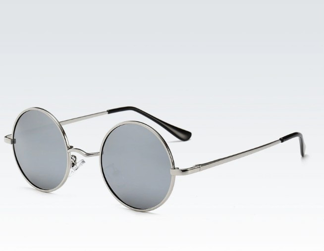 Ochelari de soare rotunzi cu rama argintie si Lentile oglinda, Unisex,  Protectie UV 100% | Okazii.ro