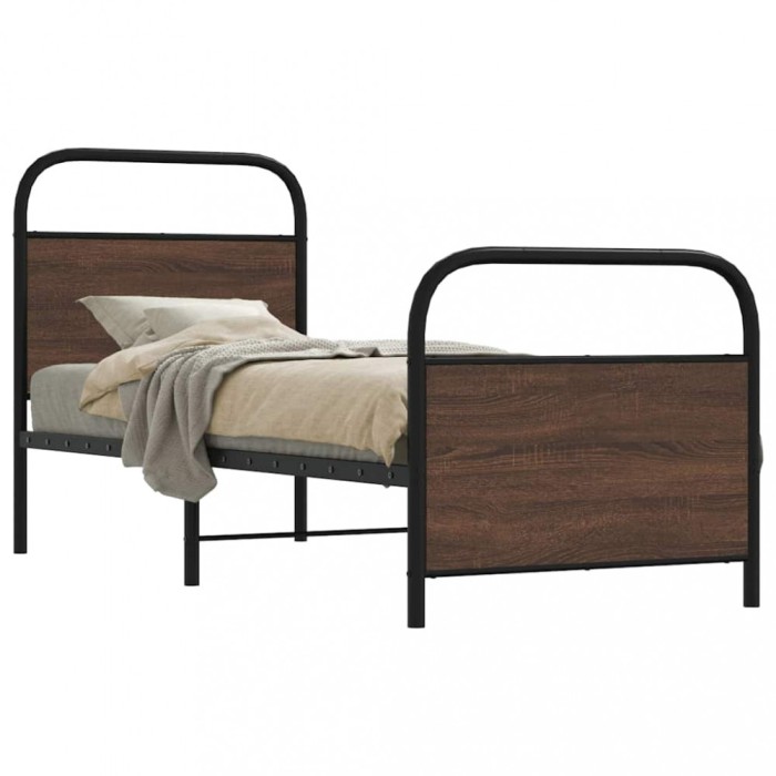vidaXL Cadru pat fără saltea, stejar maro 75x190 cm lemn prelucrat 4100315