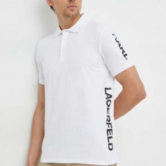 Karl Lagerfeld tricou polo barbati, culoarea alb, cu imprimeu