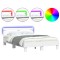 Cadru de pat cu tablie si LED, alb, 135x190 cm