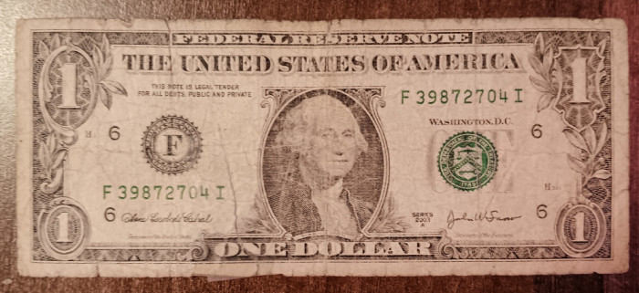 M1 - Bancnota foarte veche - America USA - 1 dolar - 2003