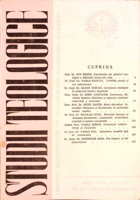 STUDII TEOLOGICE NR. 3-4 IULIE-DECEMBRIE 2001-COLECTIV-264208