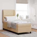 vidaXL Pat cu arcuri cu saltea cu headboard Crem 80 x 200 cm țesătură 3340597