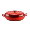 Cratita Fonta Emailata Rosie 2.5L Perfect Home cu Capac - Diametru 30.5 cm, Inaltime 12.5 cm - Compatibila Aragaz