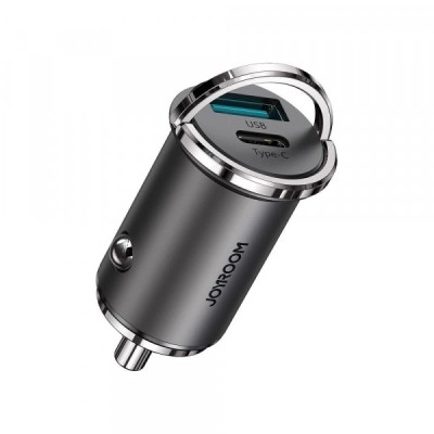 Incarcator Auto Joyroom C-A35, 45W, 5A, 1 x USB-A - 1 x USB-C, Gri foto