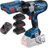 Bosch GDS 18V-1600 HC + 0615990L1R - Masina de insurubat cu impact patrat 3/4 inch 2200 Nm + Set 3 acumulatori si incarcator Li-Ion 18 V 4 Ah valiza s