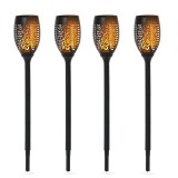 Outsunny Set 4 Lămpi LED de Exterior cu Energie Solară și Țăruși, &Oslash;12x72 cm, Negru | Aosom Romania