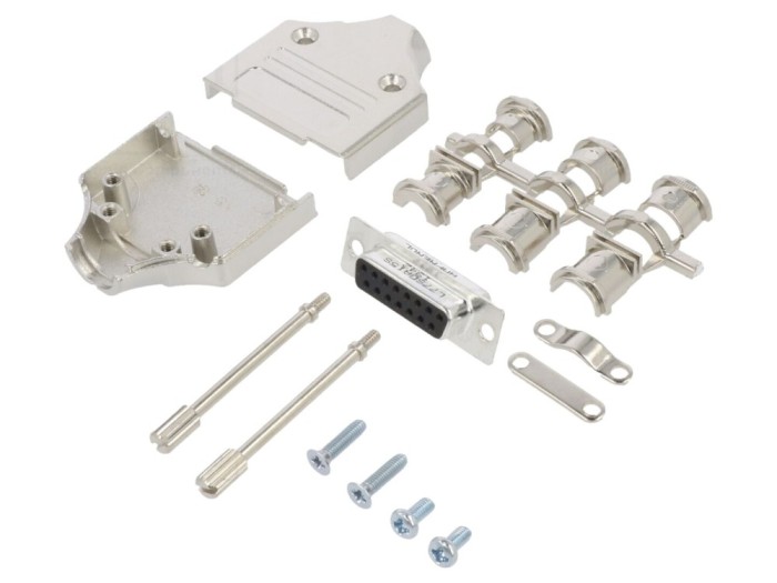 Conector D-Sub 15 pini mamă, ecranat